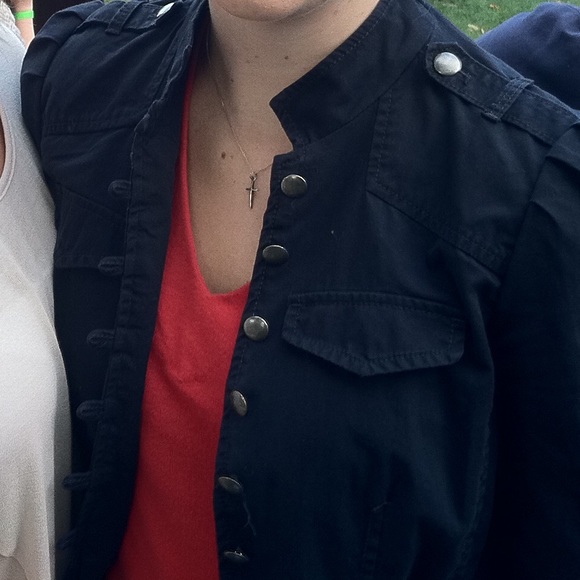 Anne Taylor LOFT military style navy jacket - Picture 1 of 8